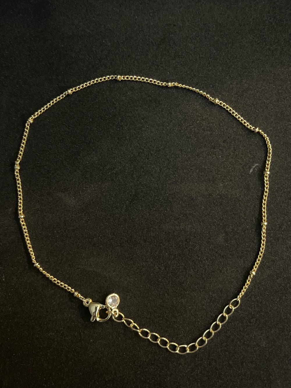 Delicate Gold Chain Anklet with Clear Charm